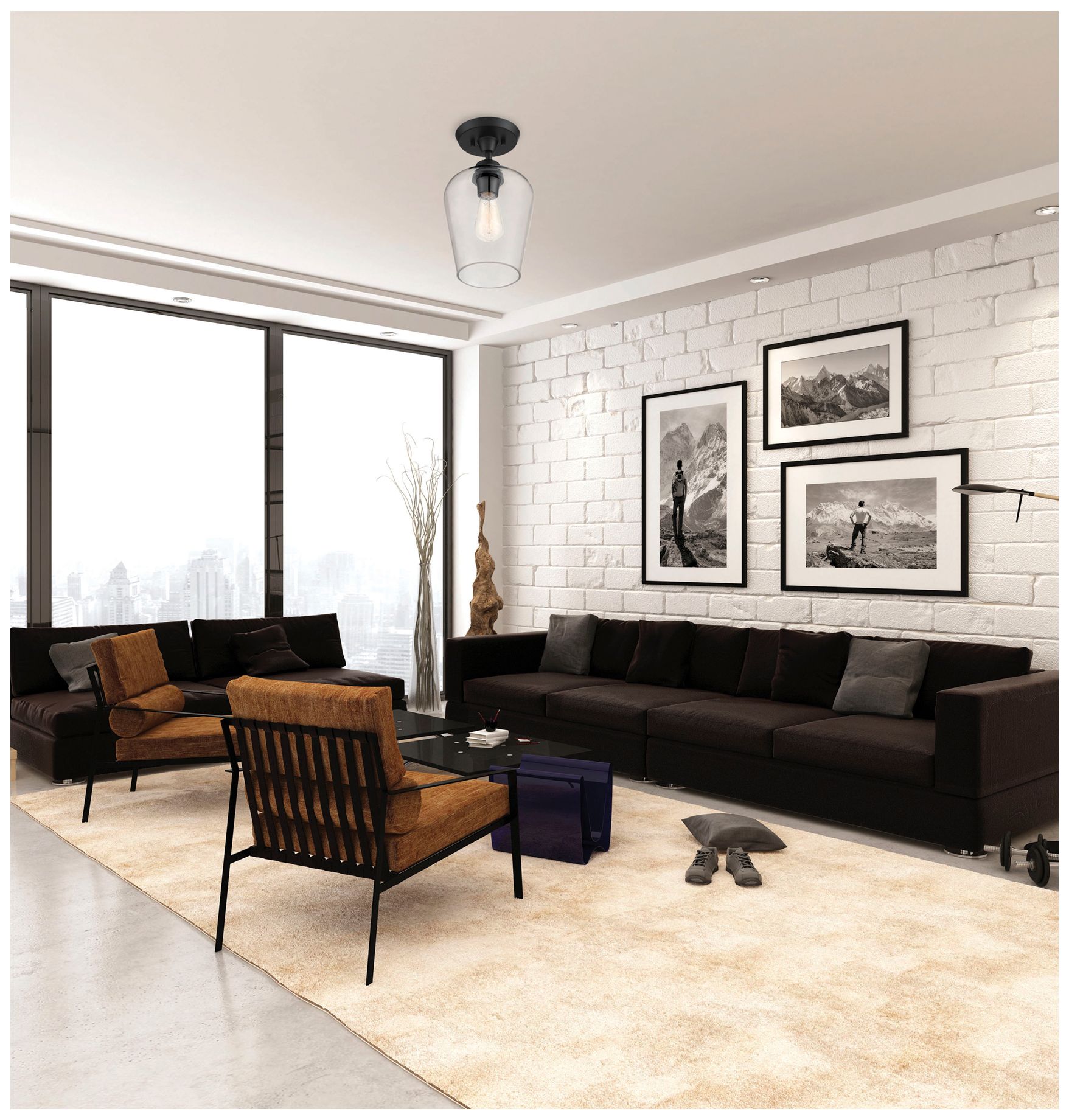 Image 6 Octave 1-Light Ceiling Light in Black more views