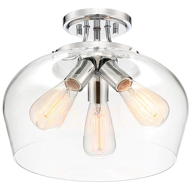Image 4 Octave 13" Wide Polished Chrome 3-Light Ceiling Light more views