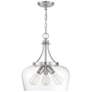 1_Octave 15" Wide Satin Nickel 3-Light Pendant w/ Clear Glass