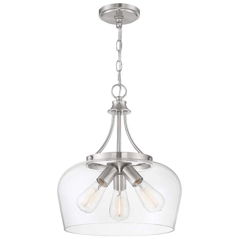 Image 2 Octave 15" Wide Satin Nickel 3-Light Pendant w/ Clear Glass more views
