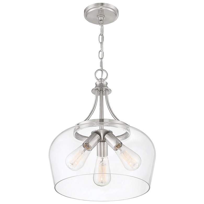 Image 3 Octave 15" Wide Satin Nickel 3-Light Pendant w/ Clear Glass more views
