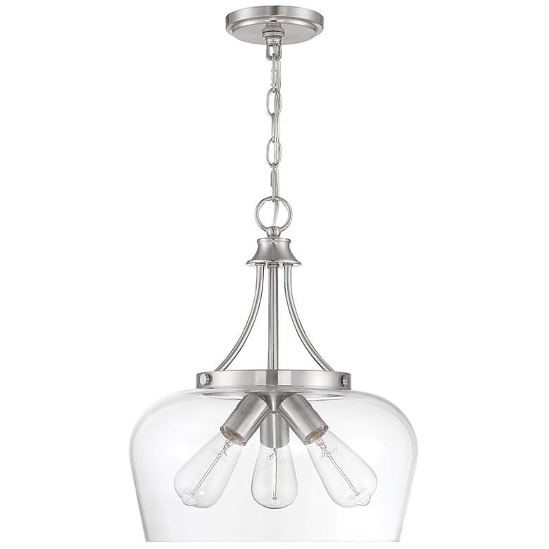 Image 4 Octave 15" Wide Satin Nickel 3-Light Pendant w/ Clear Glass more views