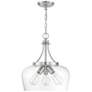 4_Octave 15" Wide Satin Nickel 3-Light Pendant w/ Clear Glass more views