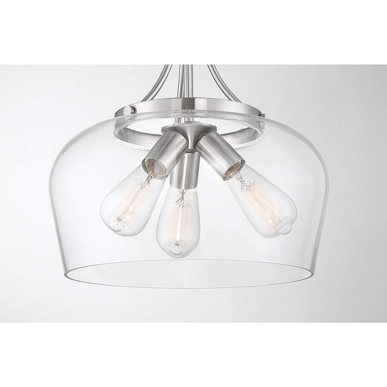 Image 5 Octave 15" Wide Satin Nickel 3-Light Pendant w/ Clear Glass more views