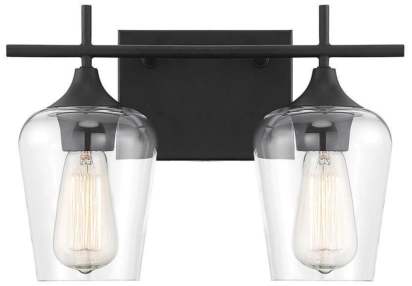 Octave 2-Light Bathroom Vanity Light in Black