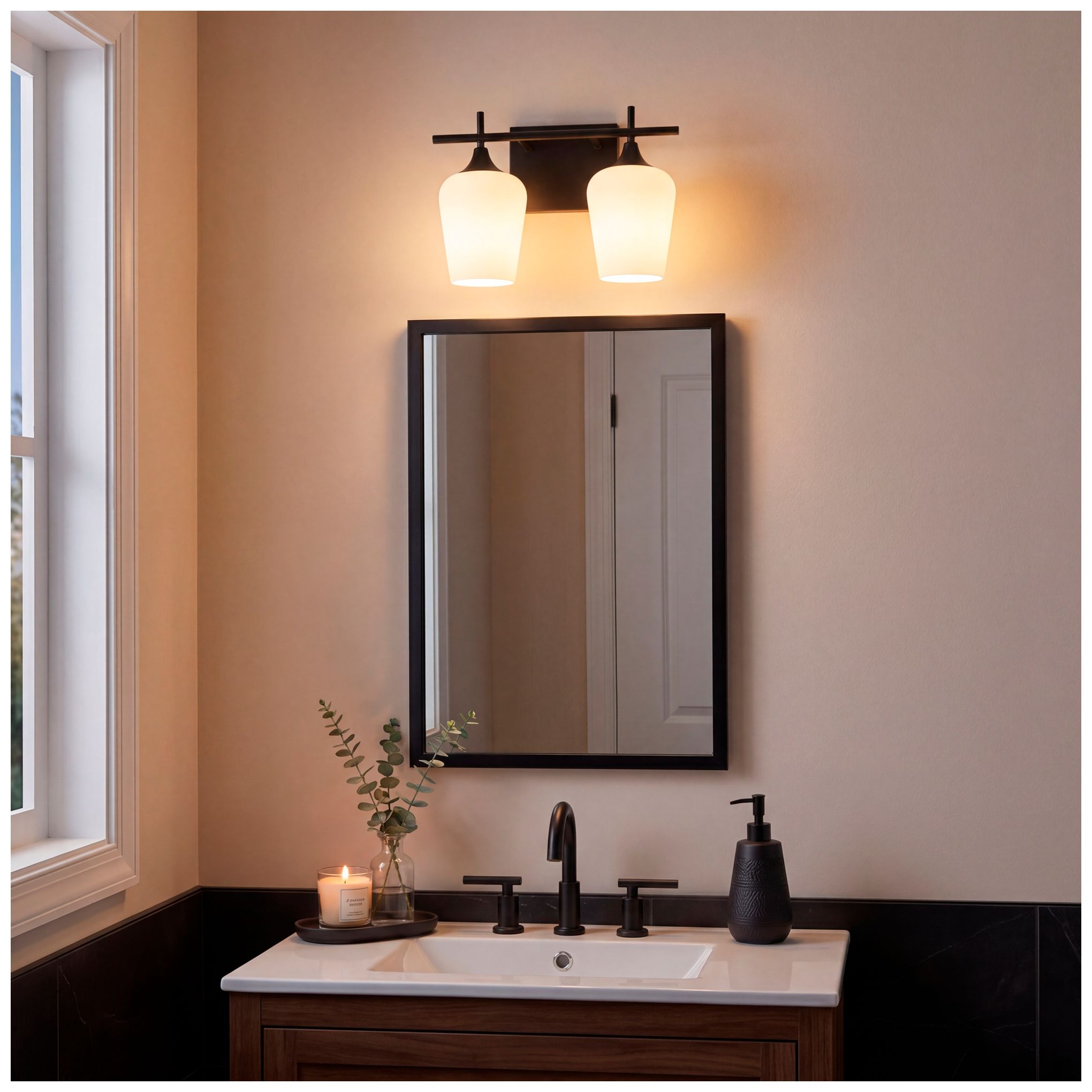 Image 7 Octave 2-Light Bathroom Vanity Light in Matte Black more views