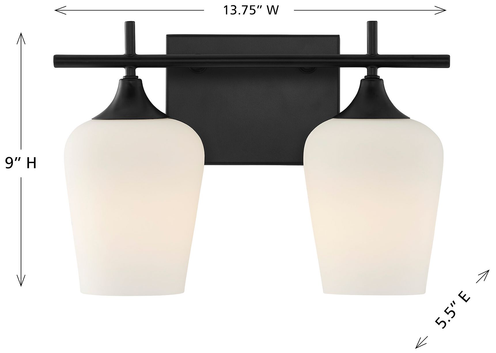 Octave 2-Light Bathroom Vanity Light in Matte Black