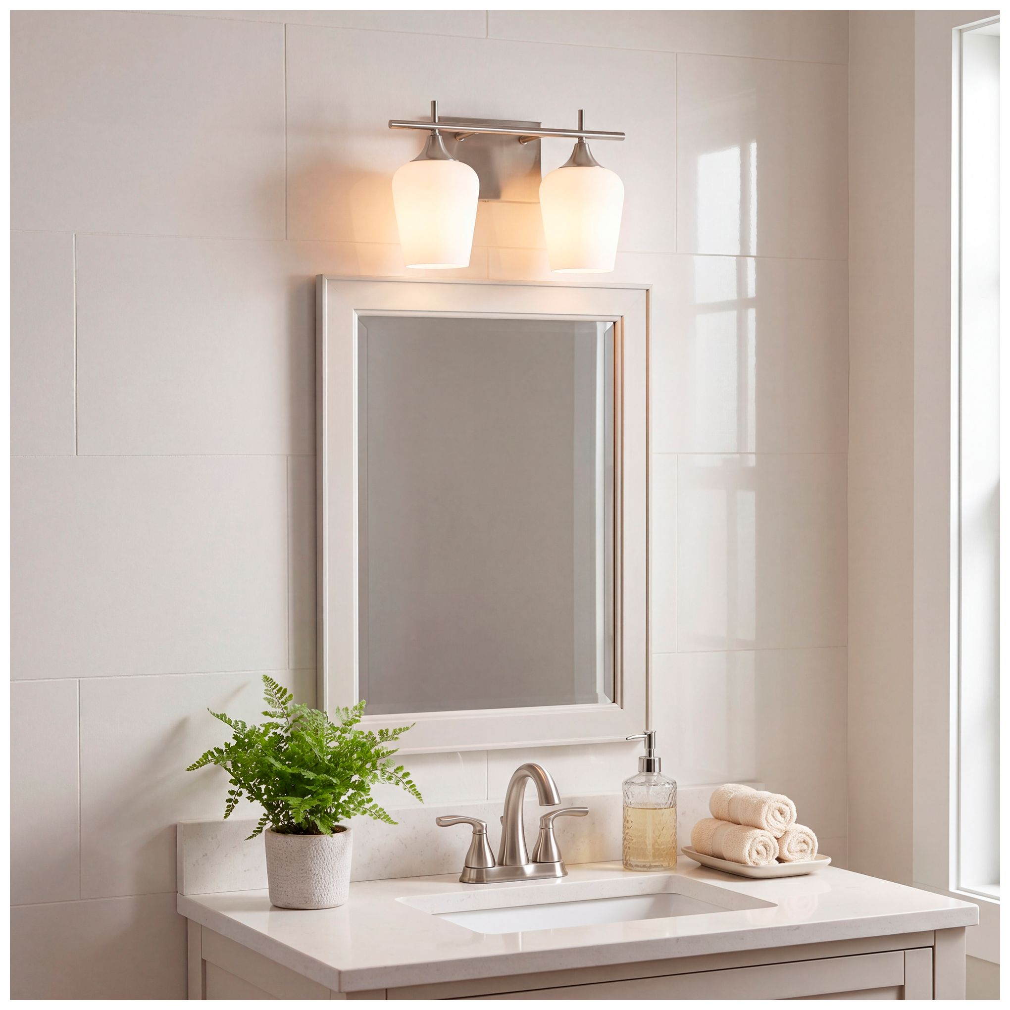 Image 7 Octave 2-Light Bathroom Vanity Light in Satin Nickel more views