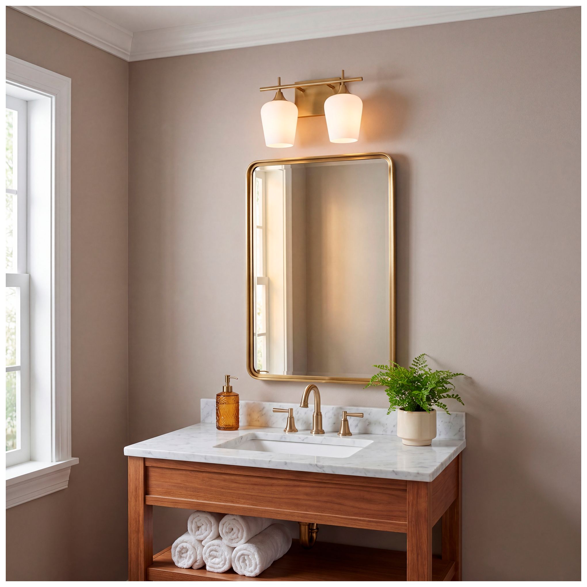 Image 6 Octave 2-Light Bathroom Vanity Light in Warm Brass more views