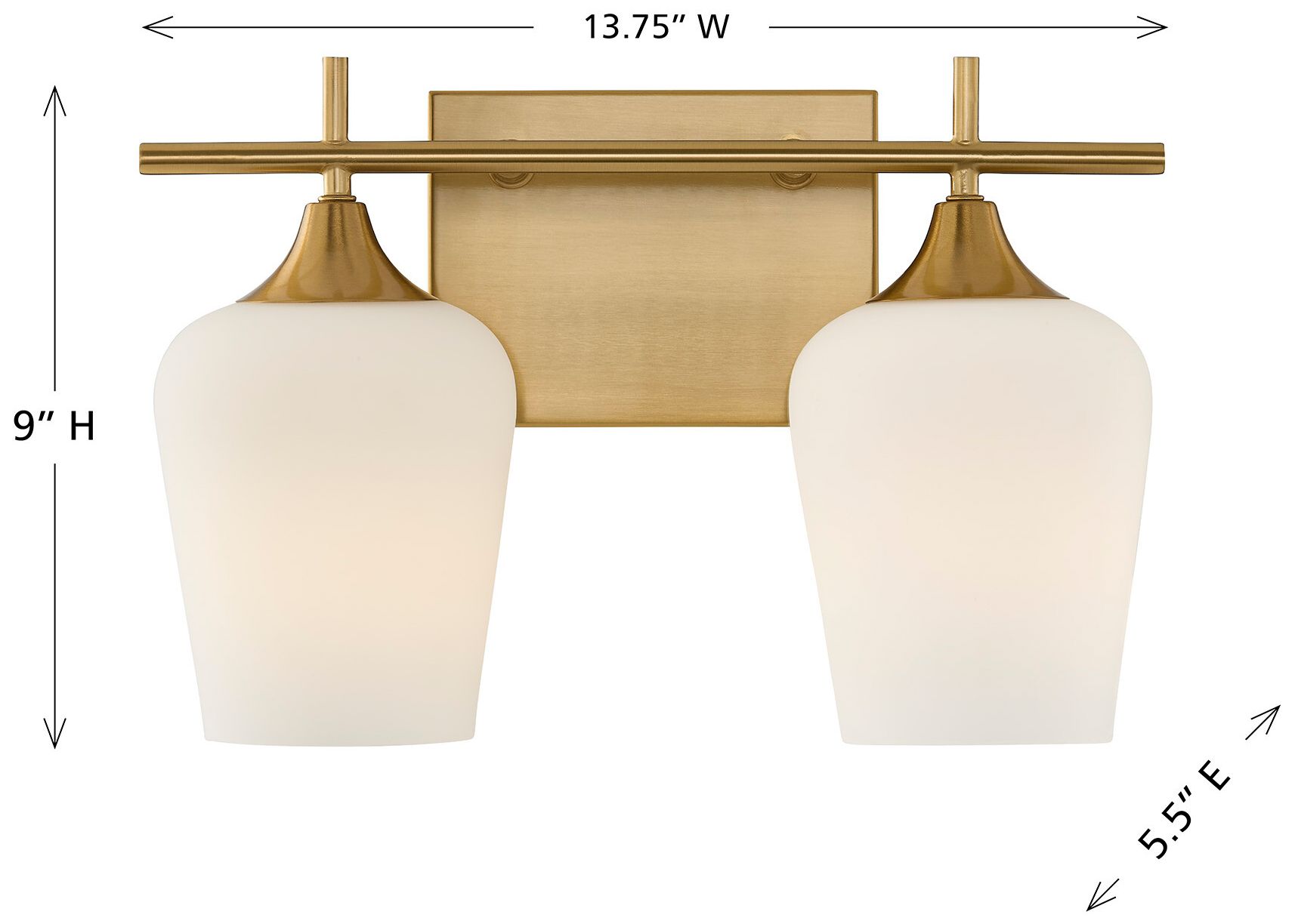 Octave 2-Light Bathroom Vanity Light in Warm Brass