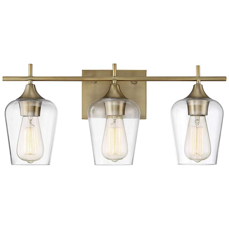 Image 3 Octave 21" Wide Warm Brass 3-Light Vanity Bath Light