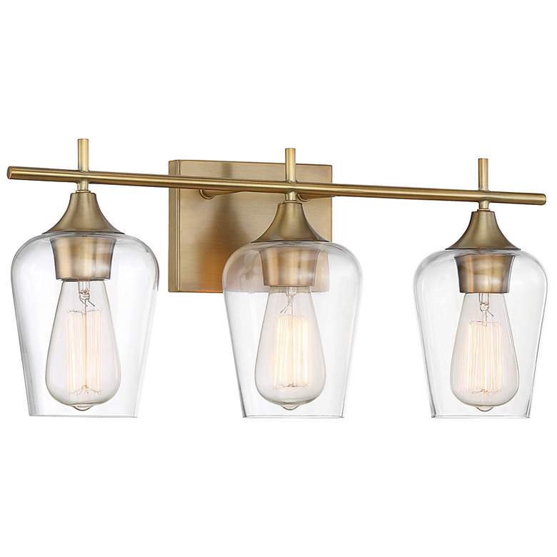 Image 5 Octave 21" Wide Warm Brass 3-Light Vanity Bath Light more views