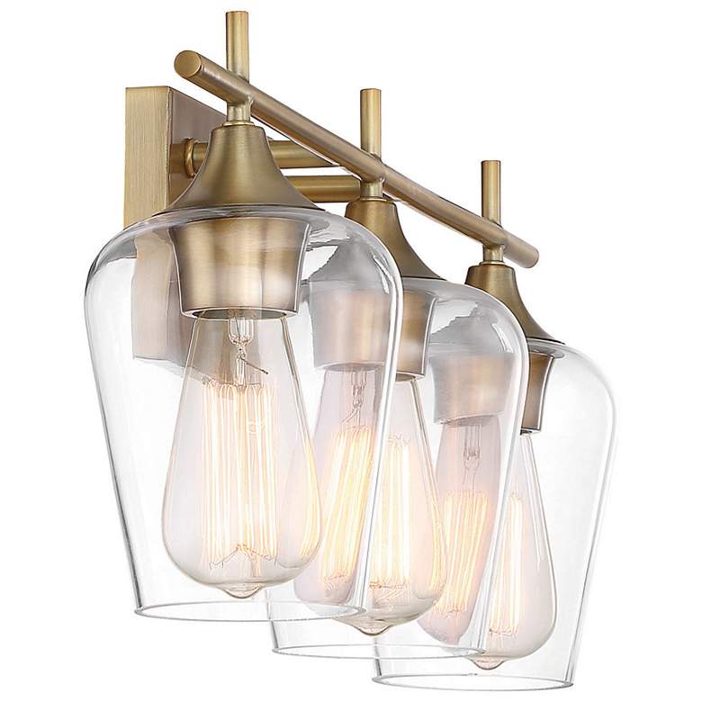 Image 6 Octave 21" Wide Warm Brass 3-Light Vanity Bath Light more views
