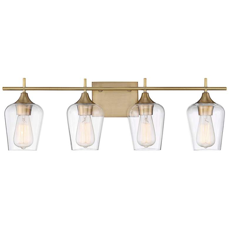 Image 1 Octave 28 3/4" Wide Warm Brass 4-Light Vanity Bath Light
