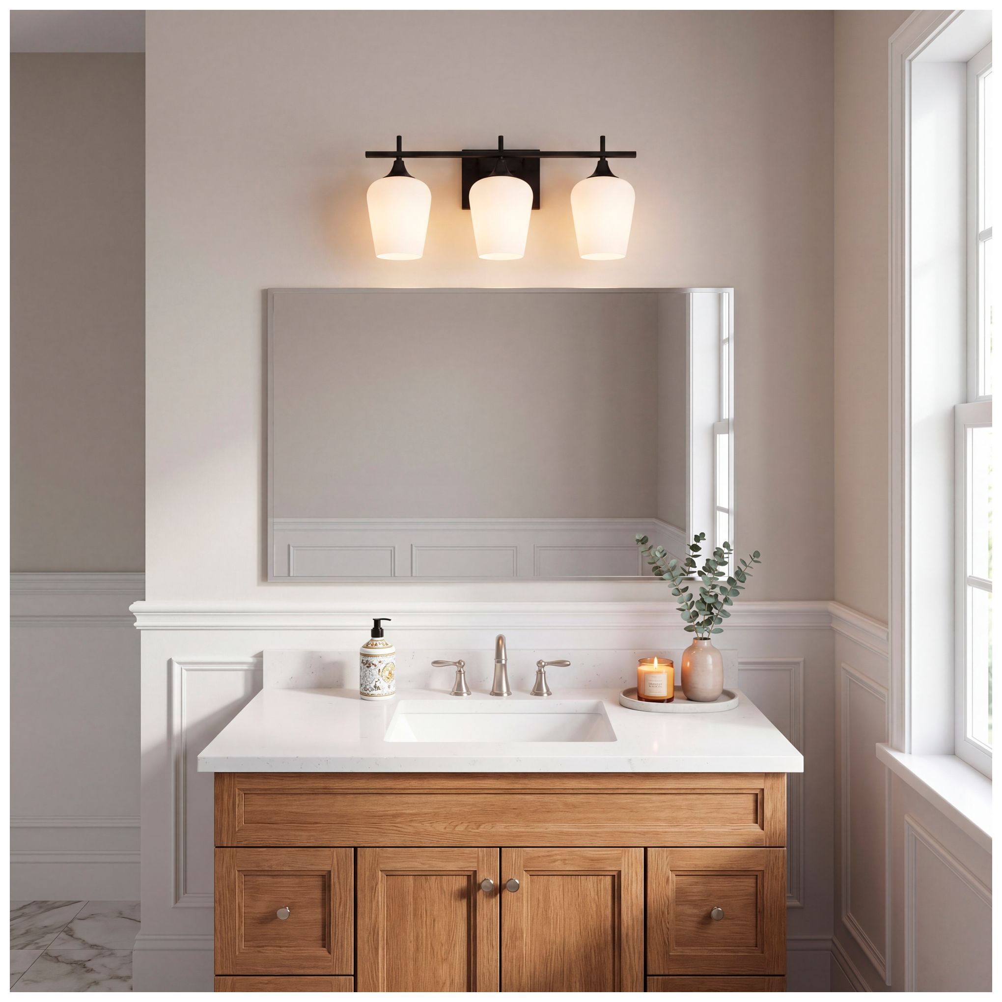 Octave 3-Light Bathroom Vanity Light in Matte Black
