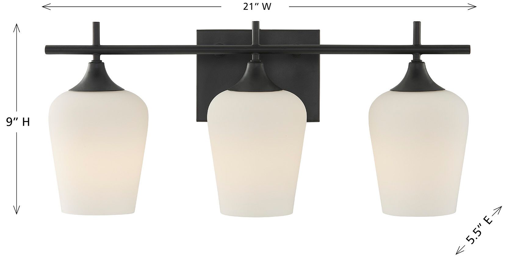 Octave 3-Light Bathroom Vanity Light in Matte Black