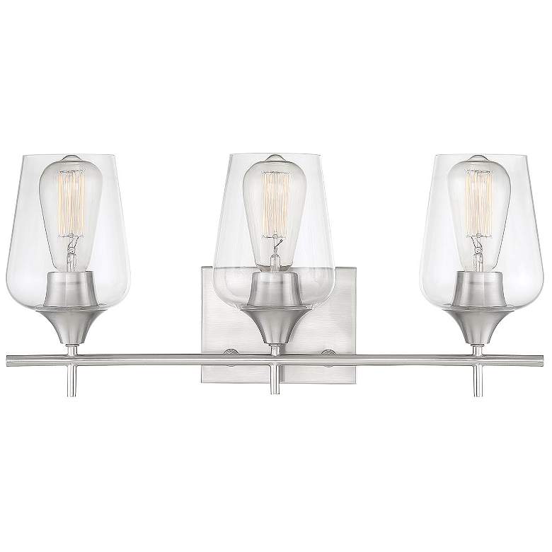 Image 1 Octave 3-Light Bathroom Vanity Light in Satin Nickel