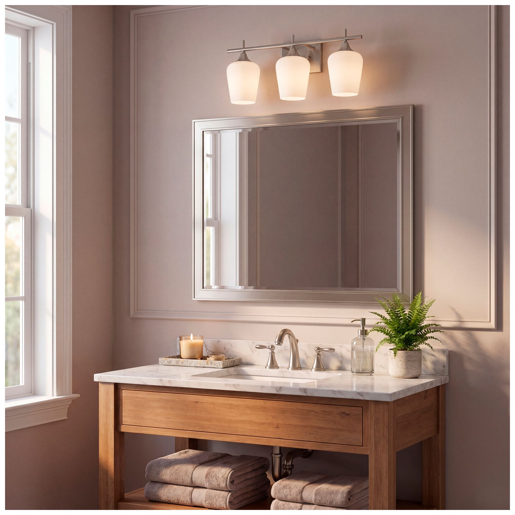 Octave 3-Light Bathroom Vanity Light in Satin Nickel