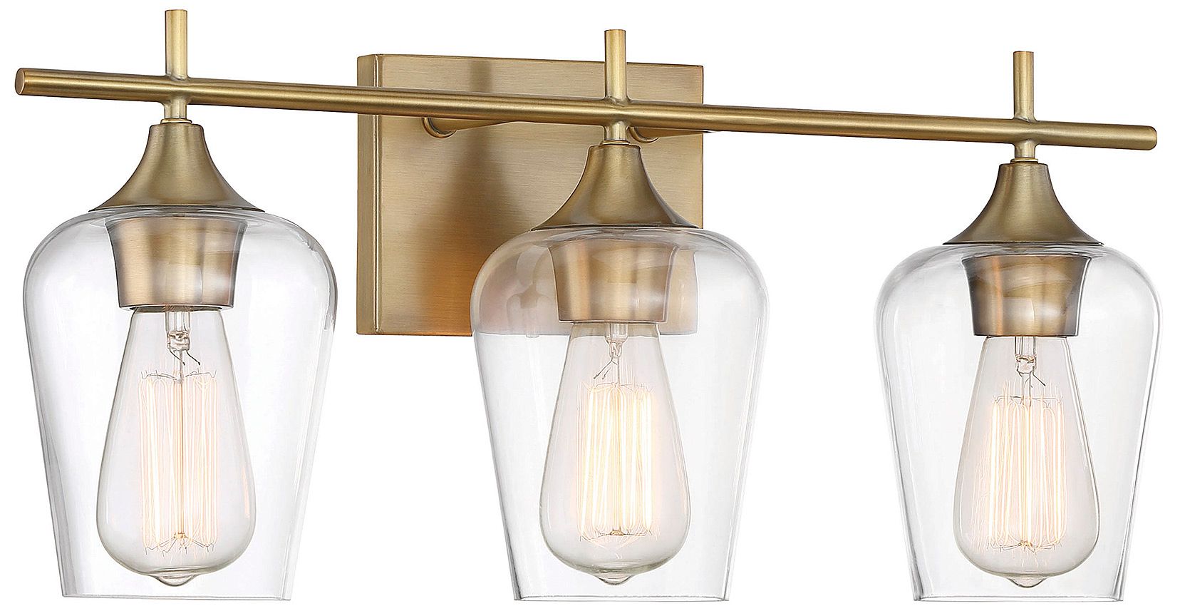 Image 5 Octave 3-Light Bathroom Vanity Light in Warm Brass more views