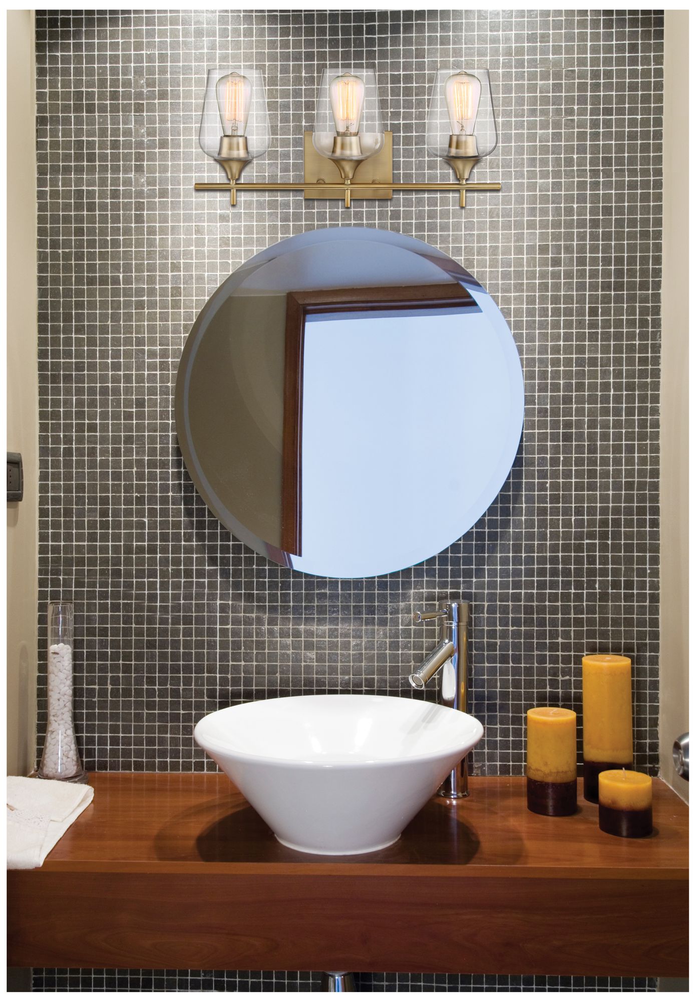 Image 7 Octave 3-Light Bathroom Vanity Light in Warm Brass more views