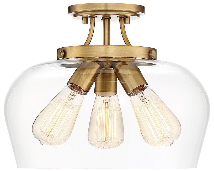 Octave 3-Light Ceiling Light in Warm Brass