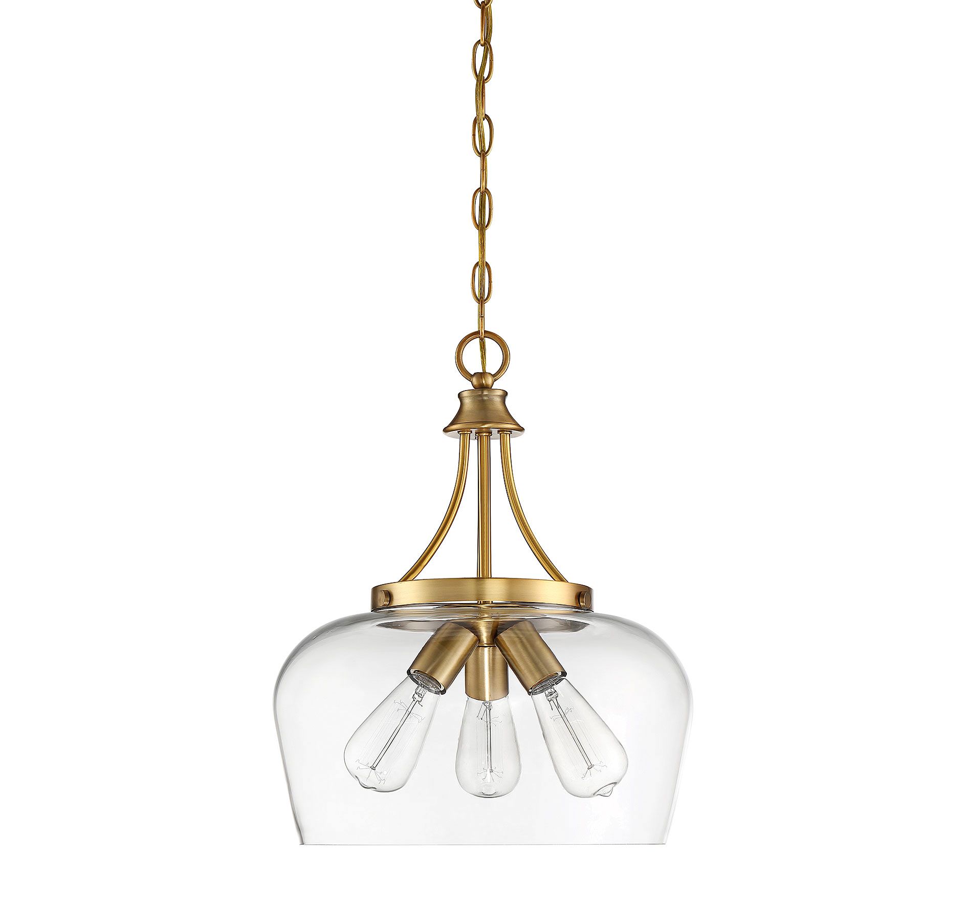 Image 3 Octave 3-Light Pendant in Warm Brass more views