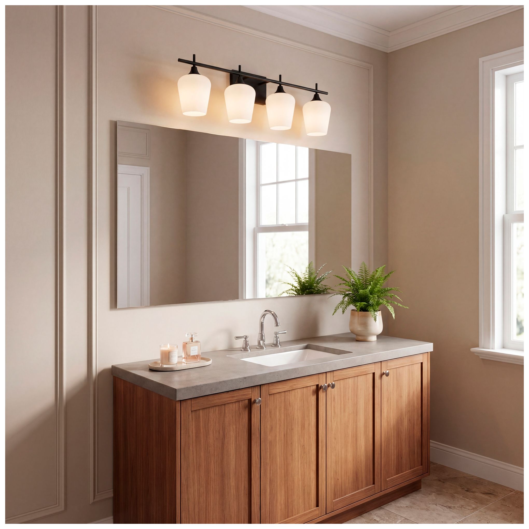 Image 7 Octave 4-Light Bathroom Vanity Light in Matte Black more views