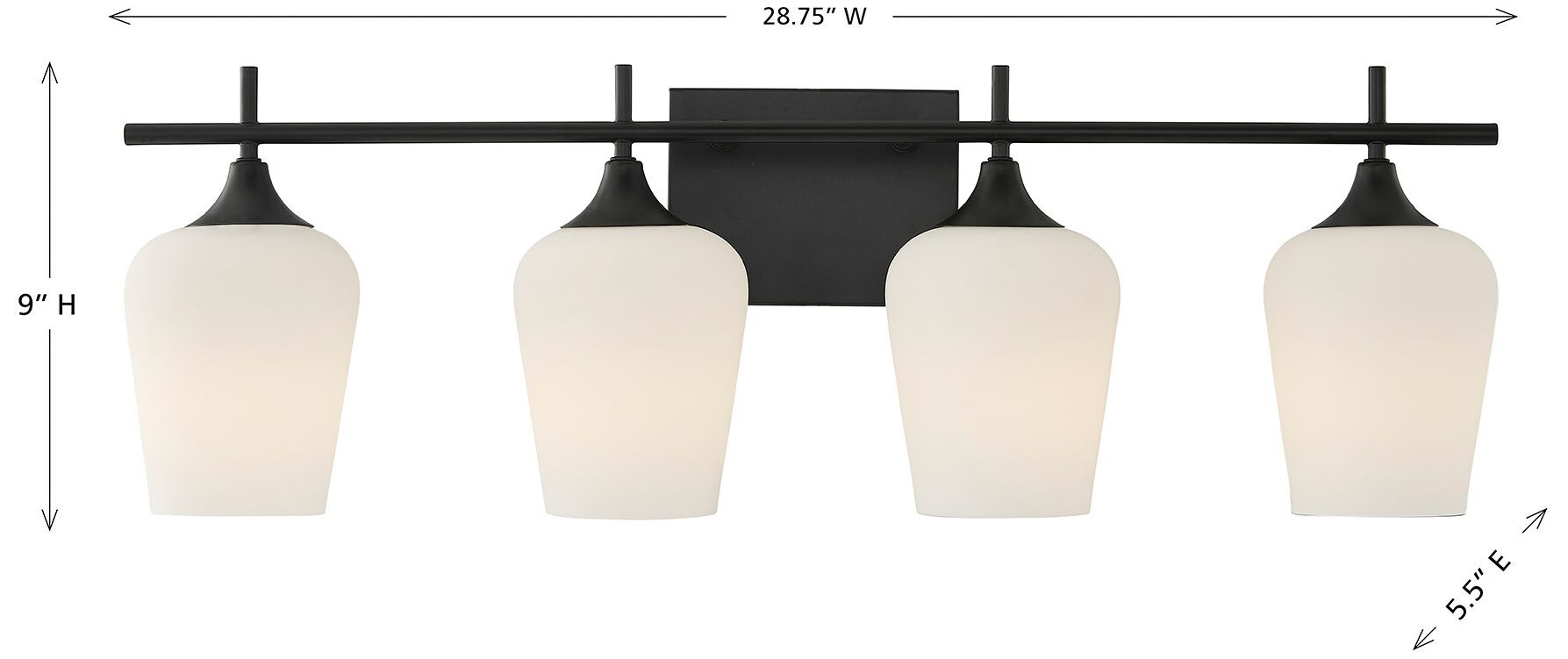Octave 4-Light Bathroom Vanity Light in Matte Black