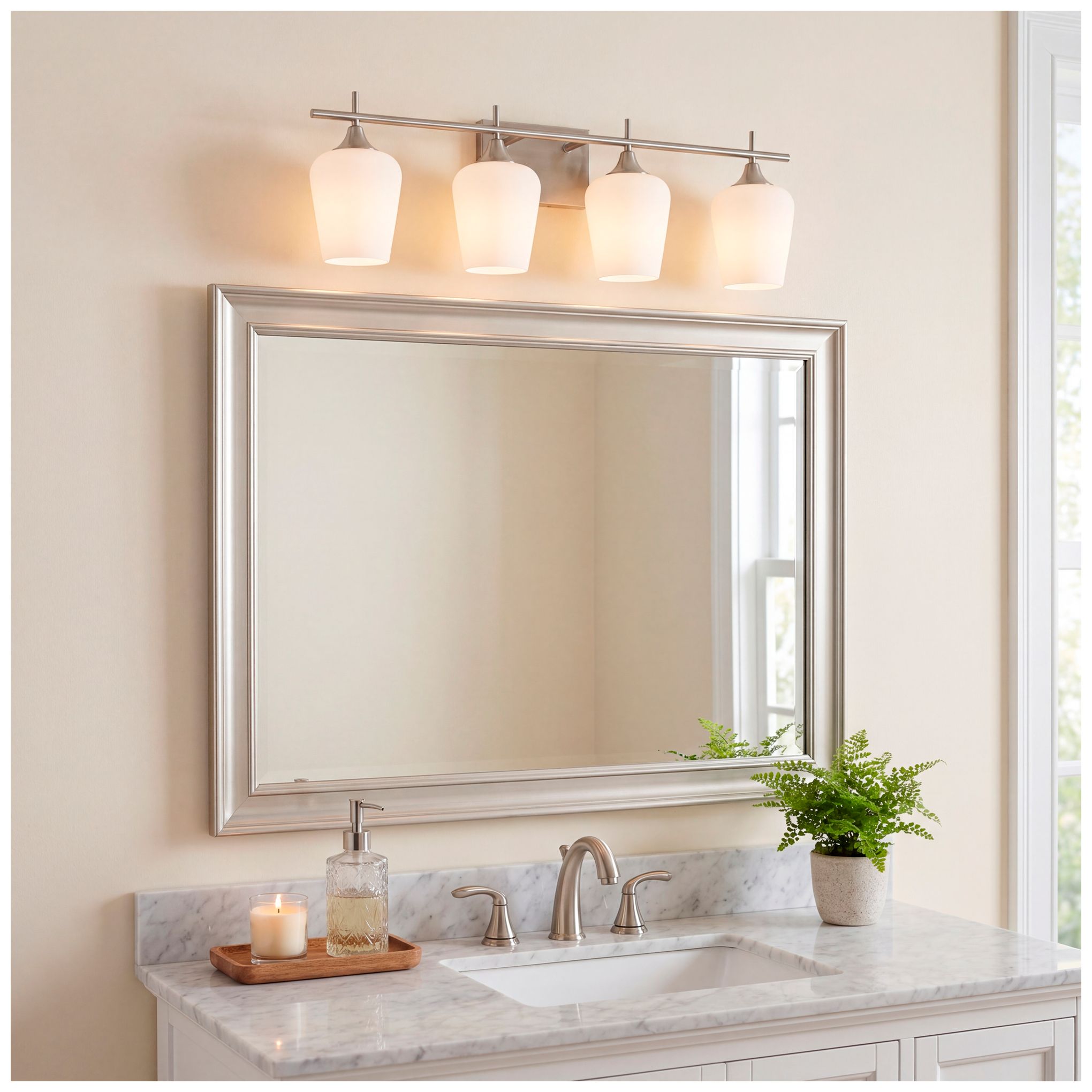 Image 7 Octave 4-Light Bathroom Vanity Light in Satin Nickel more views