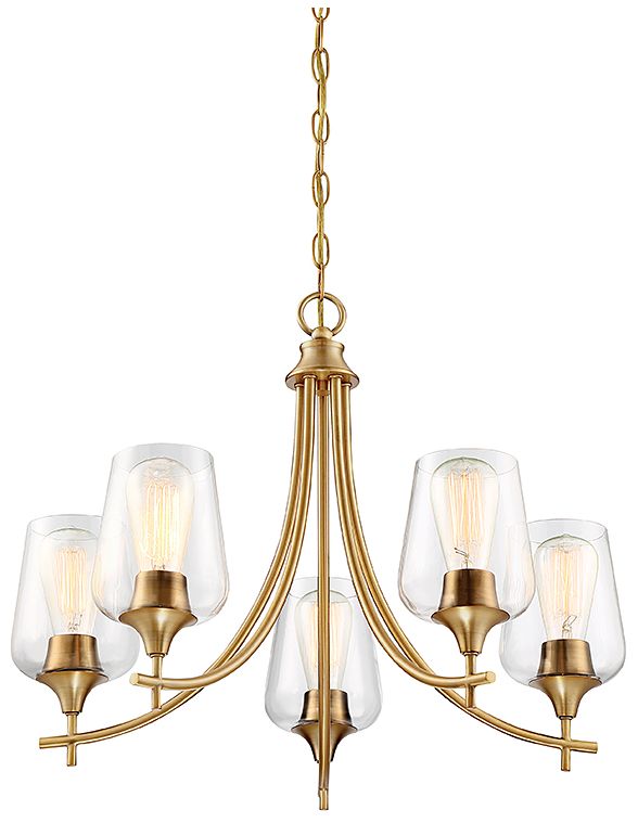 Image 5 Octave 5-Light Chandelier in Warm Brass more views