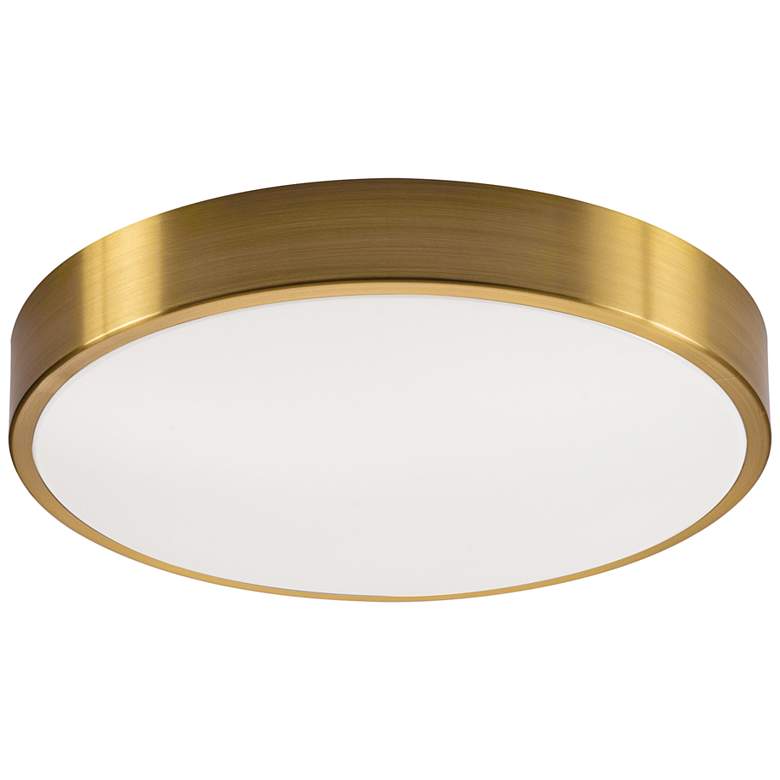 Image 3 Octavia 12 inch Wide Round Satin Brass LED Semi-Flushmount Ceiling Light