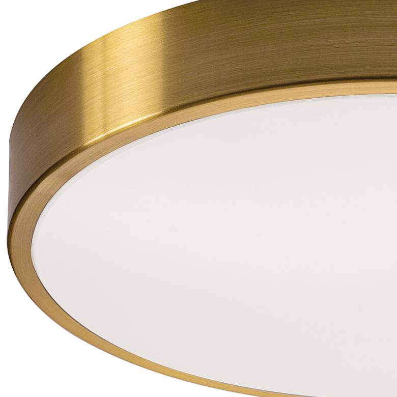 Image 5 Octavia 12 inch Wide Round Satin Brass LED Semi-Flushmount Ceiling Light more views