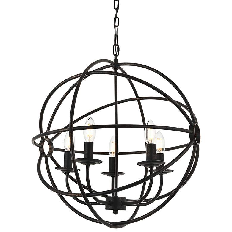 Image 3 Octavia 19 3/4" Wide Dark Brown 5-Light Globe Pendant