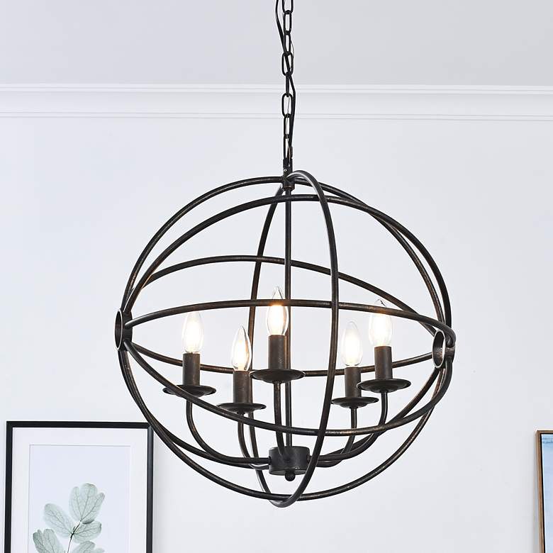 Image 2 Octavia 19 3/4" Wide Dark Brown 5-Light Globe Pendant