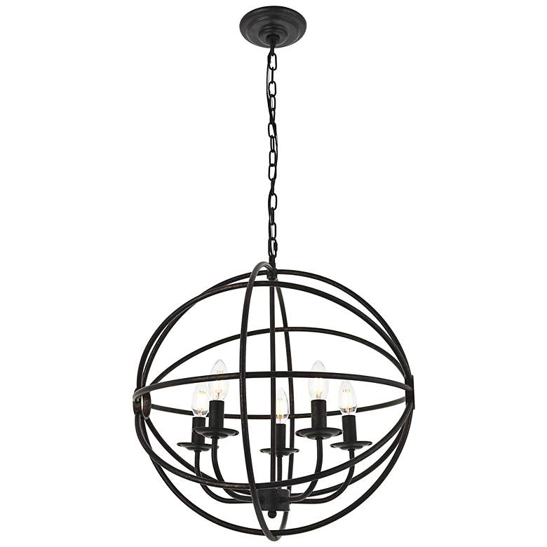 Image 6 Octavia 19 3/4" Wide Dark Brown 5-Light Globe Pendant more views