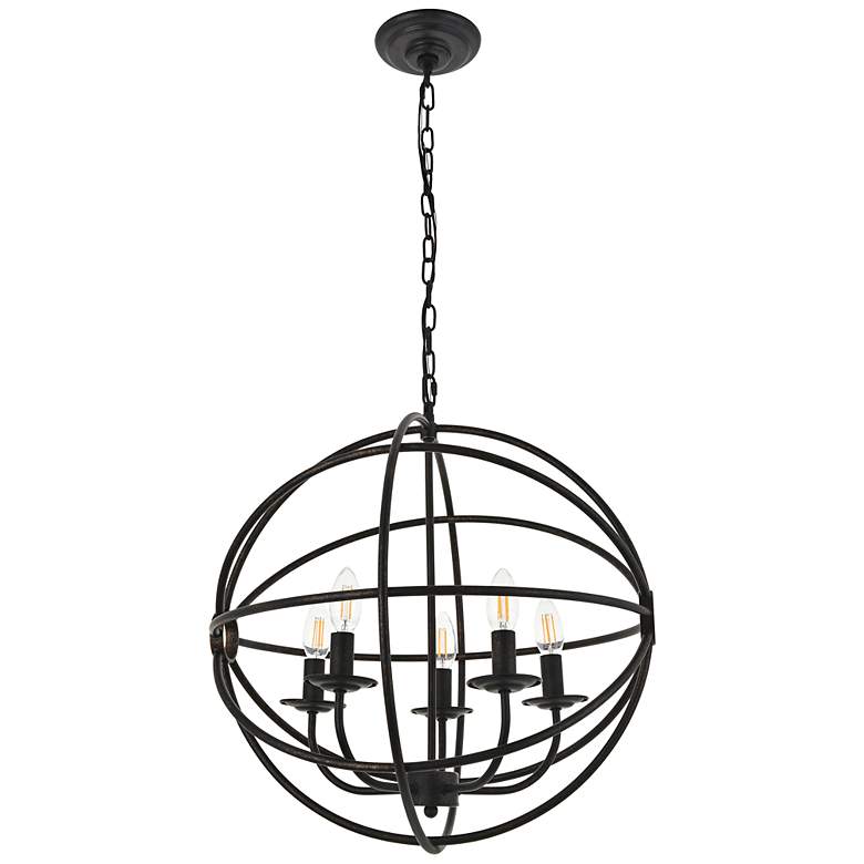 Image 7 Octavia 19 3/4" Wide Dark Brown 5-Light Globe Pendant more views