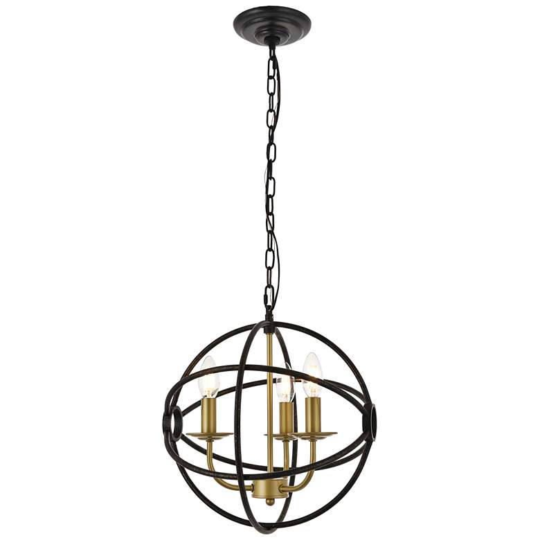 Image 1 Octavia 3 Lt Brass And Dark Brown Pendant