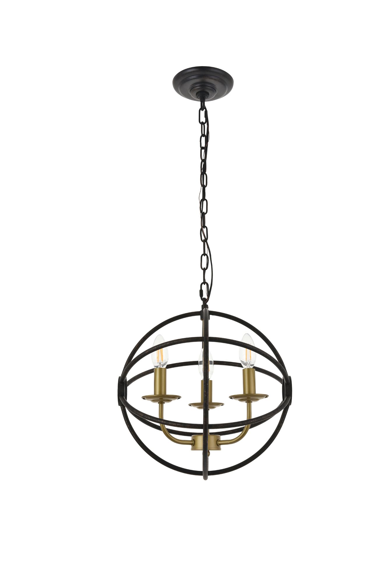 Octavia 3 Lt Brass And Dark Brown Pendant