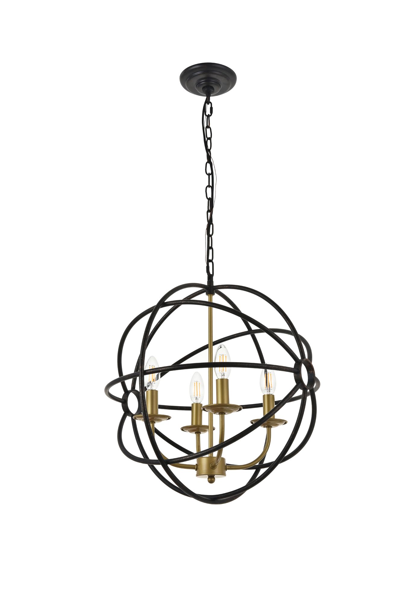 Octavia 4 Lt Brass And Dark Brown Pendant
