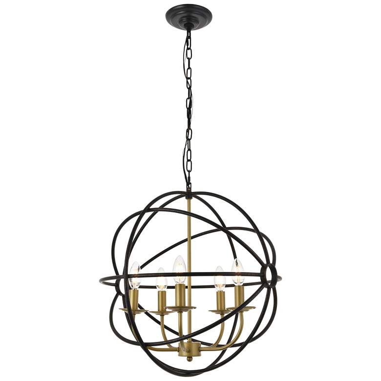 Image 1 Octavia 5 Lt Brass And Dark Brown Pendant