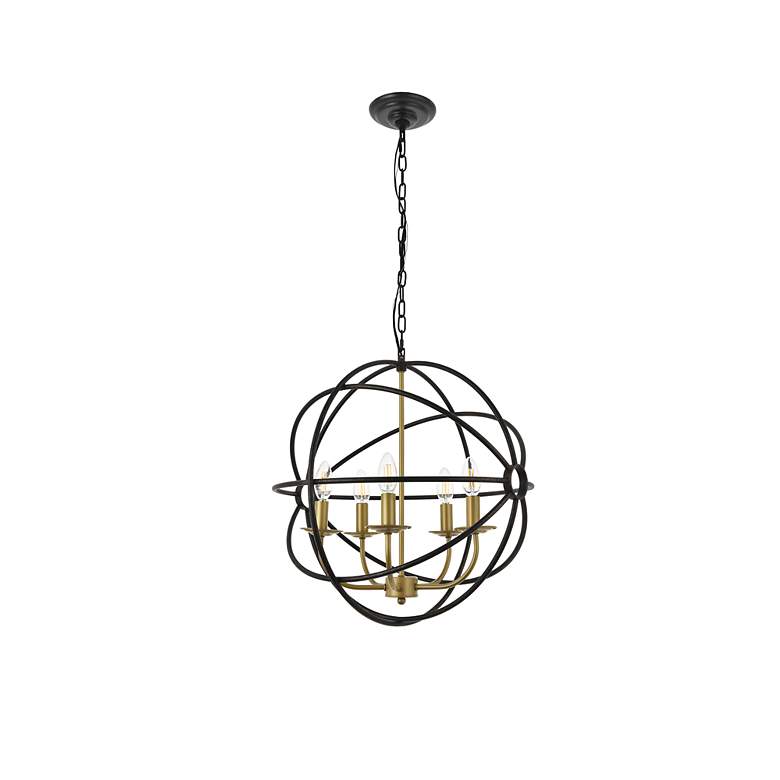 Image 4 Octavia 5 Lt Brass And Dark Brown Pendant more views