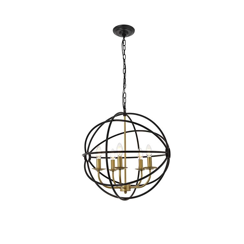 Image 5 Octavia 5 Lt Brass And Dark Brown Pendant more views