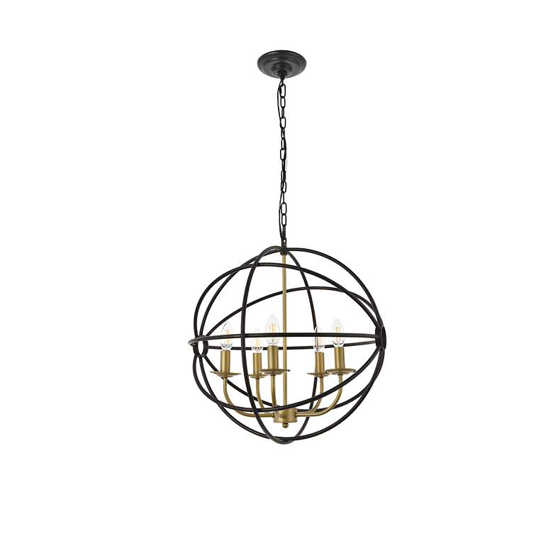Image 6 Octavia 5 Lt Brass And Dark Brown Pendant more views