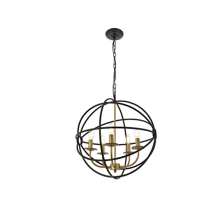 Image 7 Octavia 5 Lt Brass And Dark Brown Pendant more views
