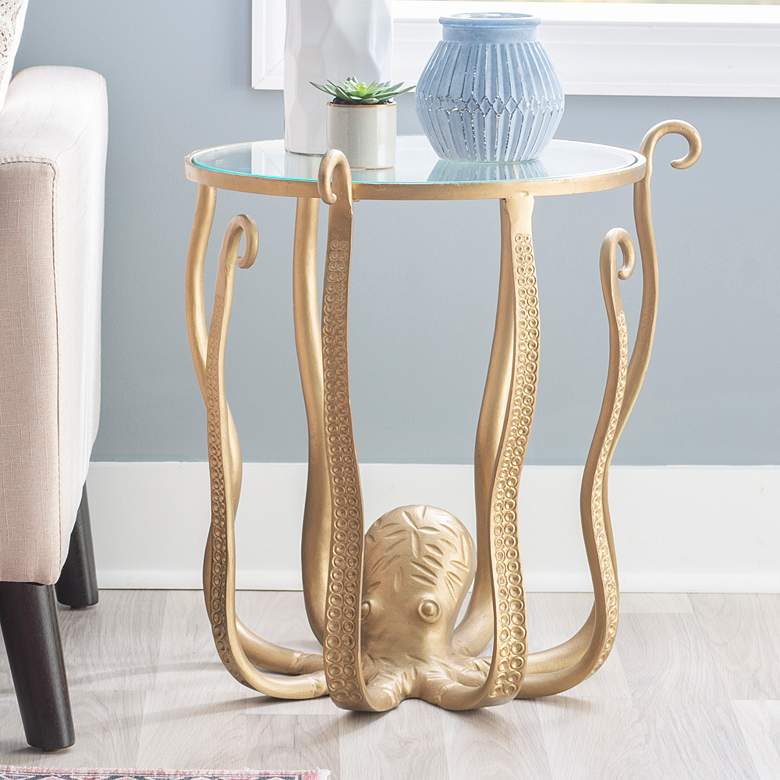 Image 1 Octavia Octopus 20" Wide Antique Gold Side Table