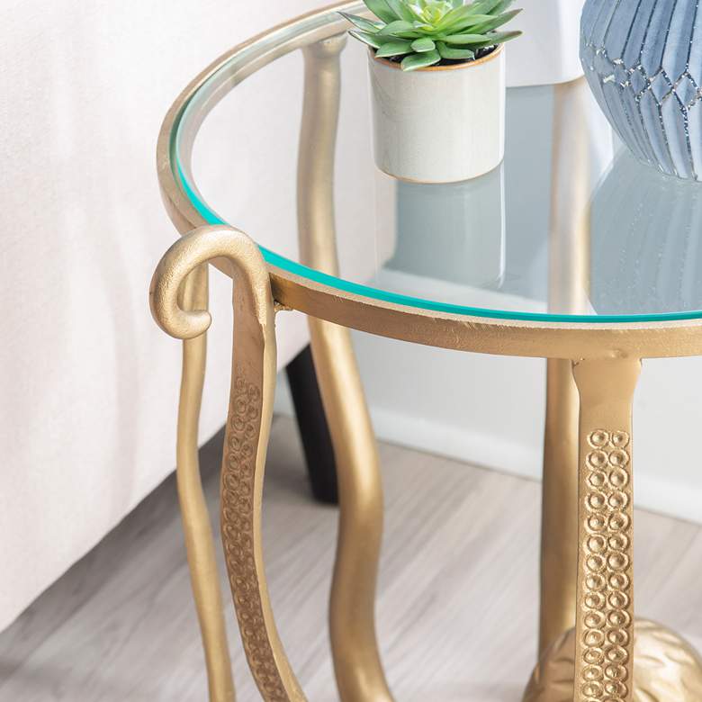 Image 7 Octavia Octopus 20" Wide Antique Gold Side Table more views
