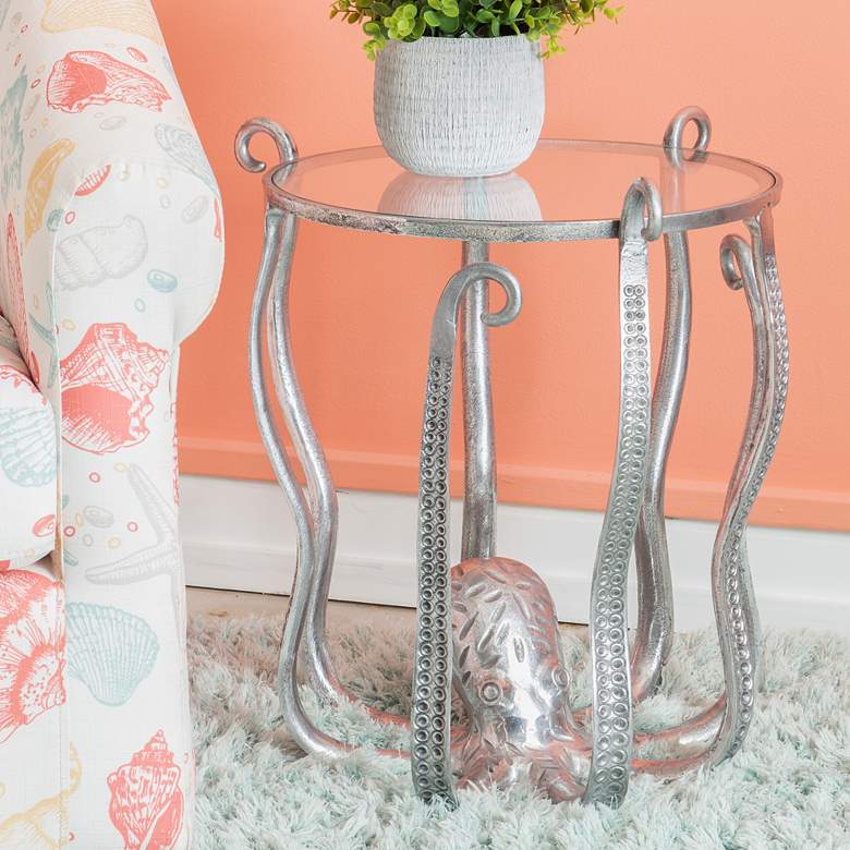Image 1 Octavia Octopus 20" Wide Silver Side Table