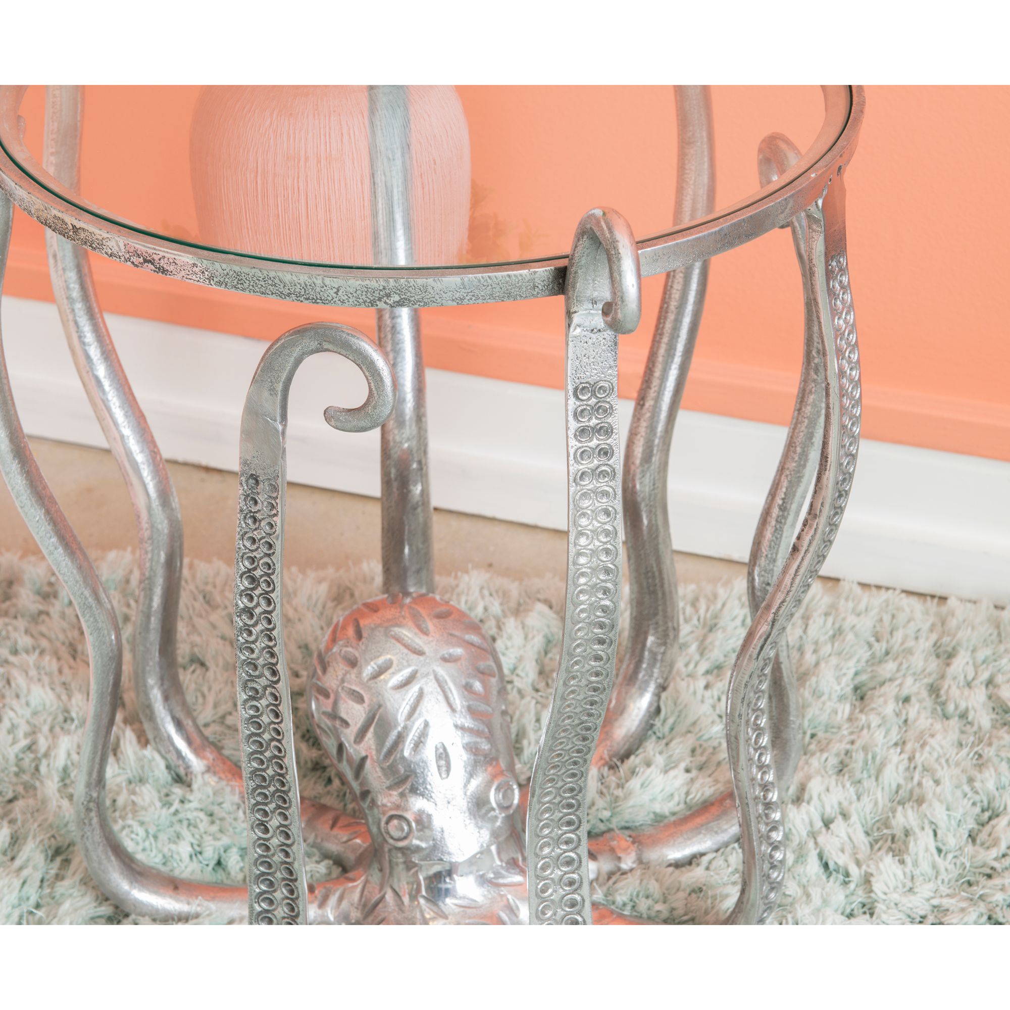 Octavia Octopus 20" Wide Silver Side Table