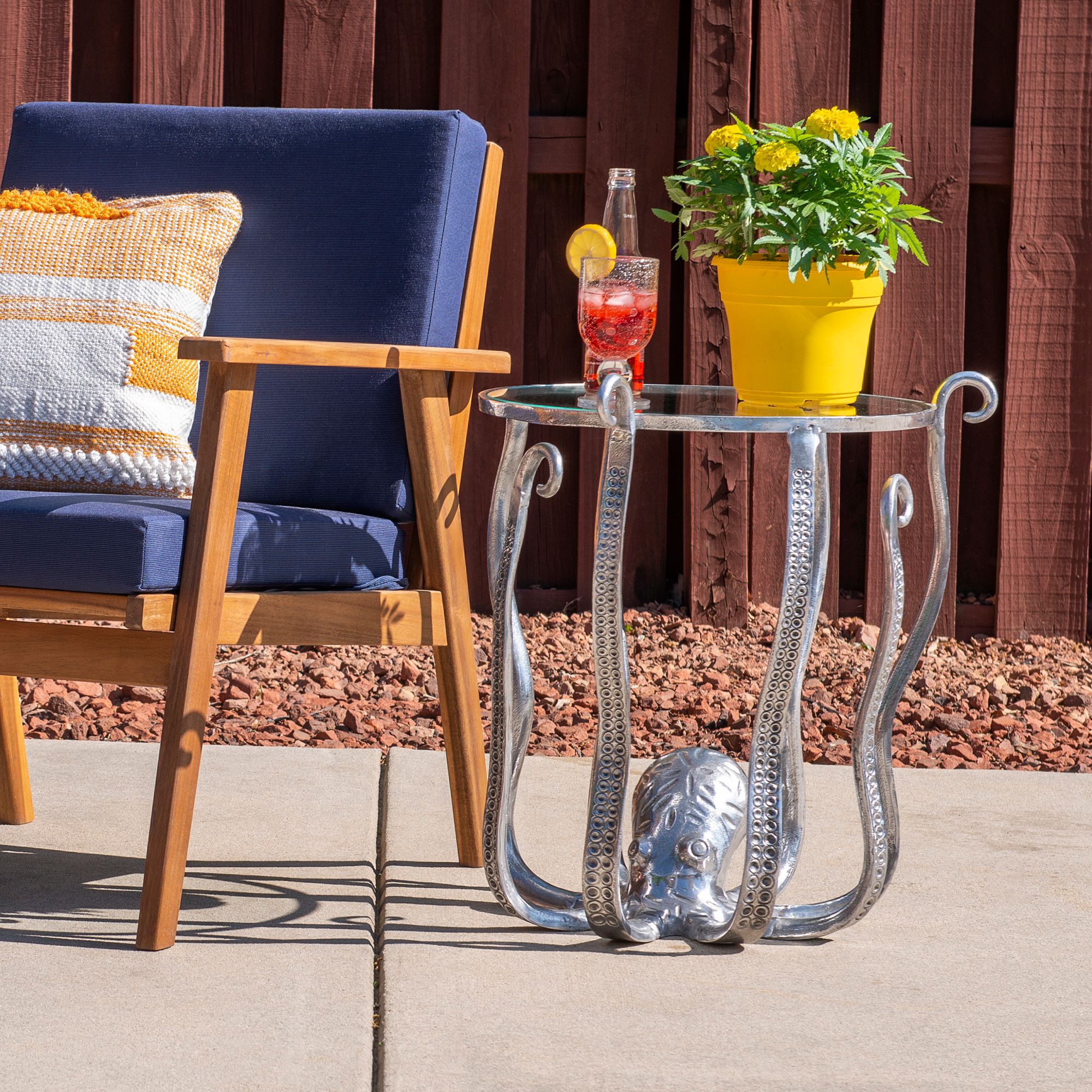 Octavia Octopus 20" Wide Silver Side Table