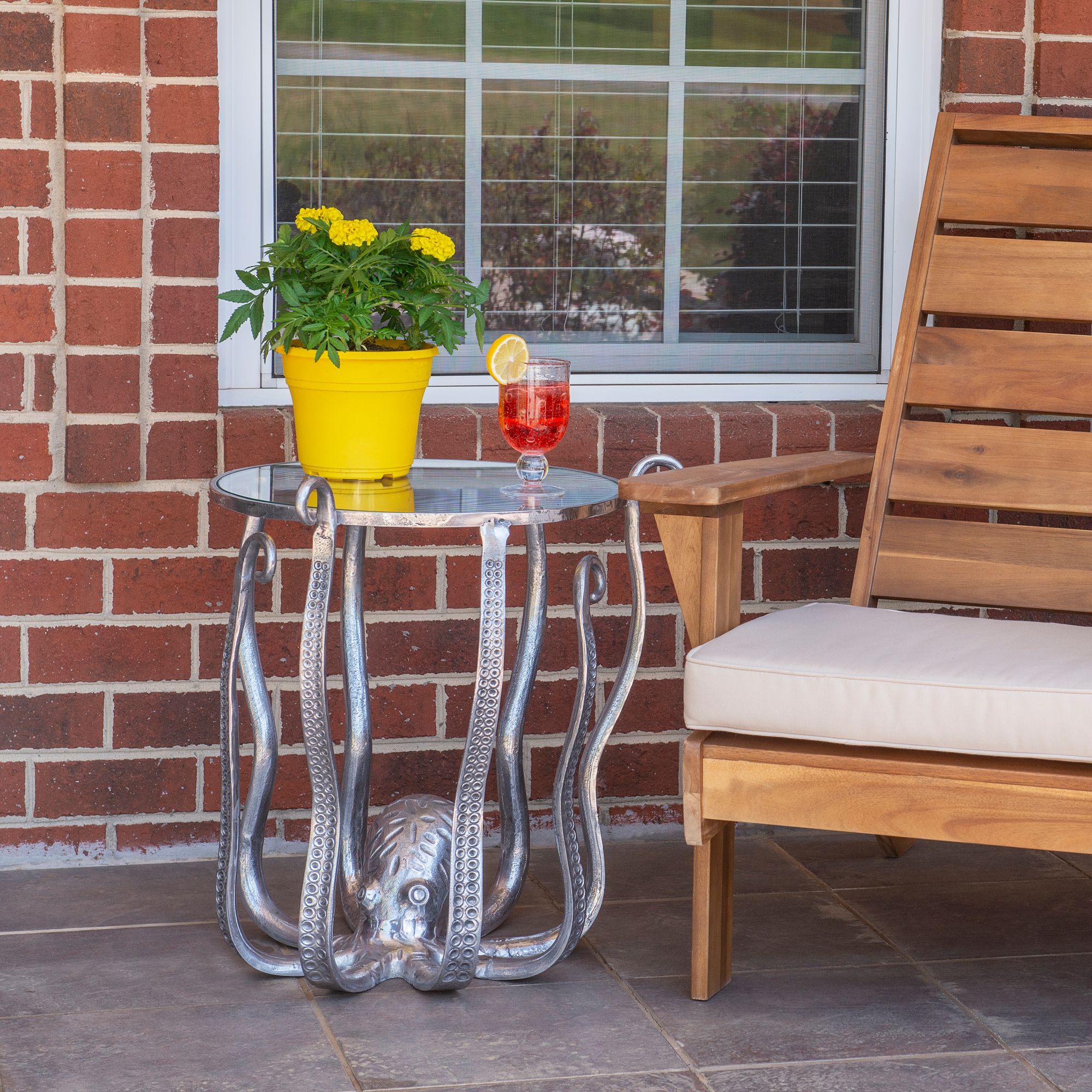 Octavia Octopus 20" Wide Silver Side Table